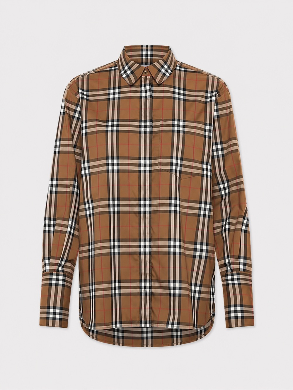 Burberry Tan Check Cotton Button Down Shirt 6